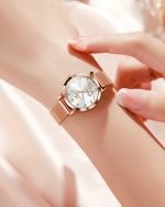 OLEVS Women's Rose Gold Watches Heart Diamond Japanese Quartz Movement Girls Ladies Wristwatch Big Face Waterproof Mesh Belt Watch and Bracelet Set Valentines Day Gifts - Image 4